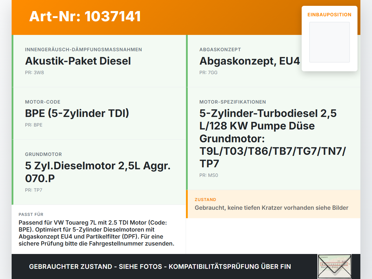 VW Touareg 7L 06-10 TDI 2,5 120KW BPE Ventildeckel Zylinderkopfhaube VW Touareg 7L 06-10 18.05.2007 070103469B gebraucht Vorschau 3