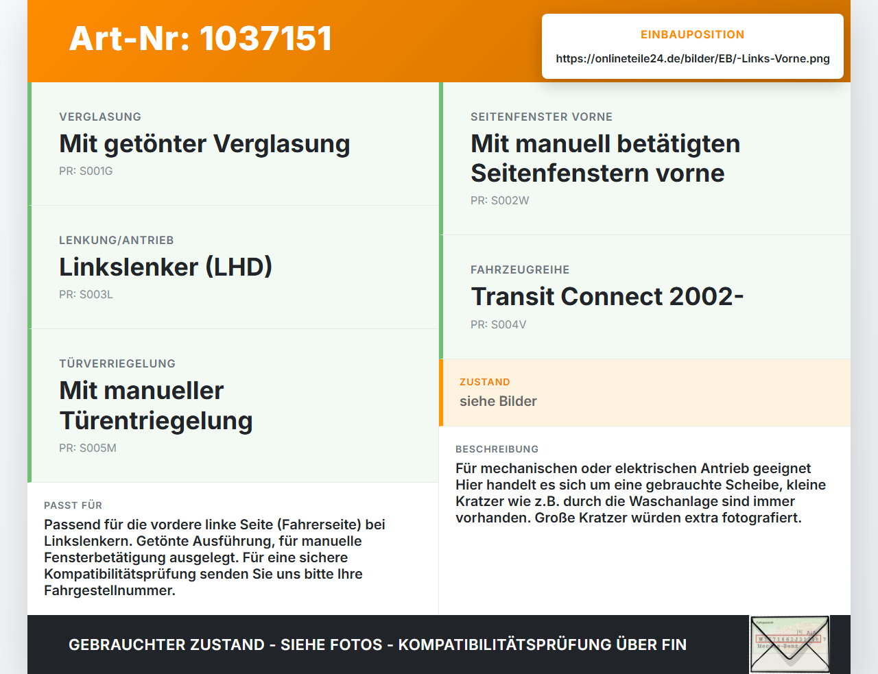 Ford Tourneo Connect 09-13 Seitenscheibe LVK Fenster Türscheibe Links Vorne Ford Tourneo Connect 09-13 26.09.2012... Vorschau 3