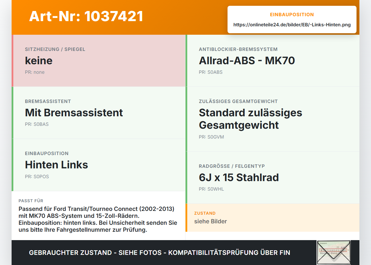 Ford Tourneo Connect 09-13 2,0d 75KW Bremssattel Bremszange Hinten Links Ford Tourneo Connect 09-13 26.09.2012... Vorschau 3