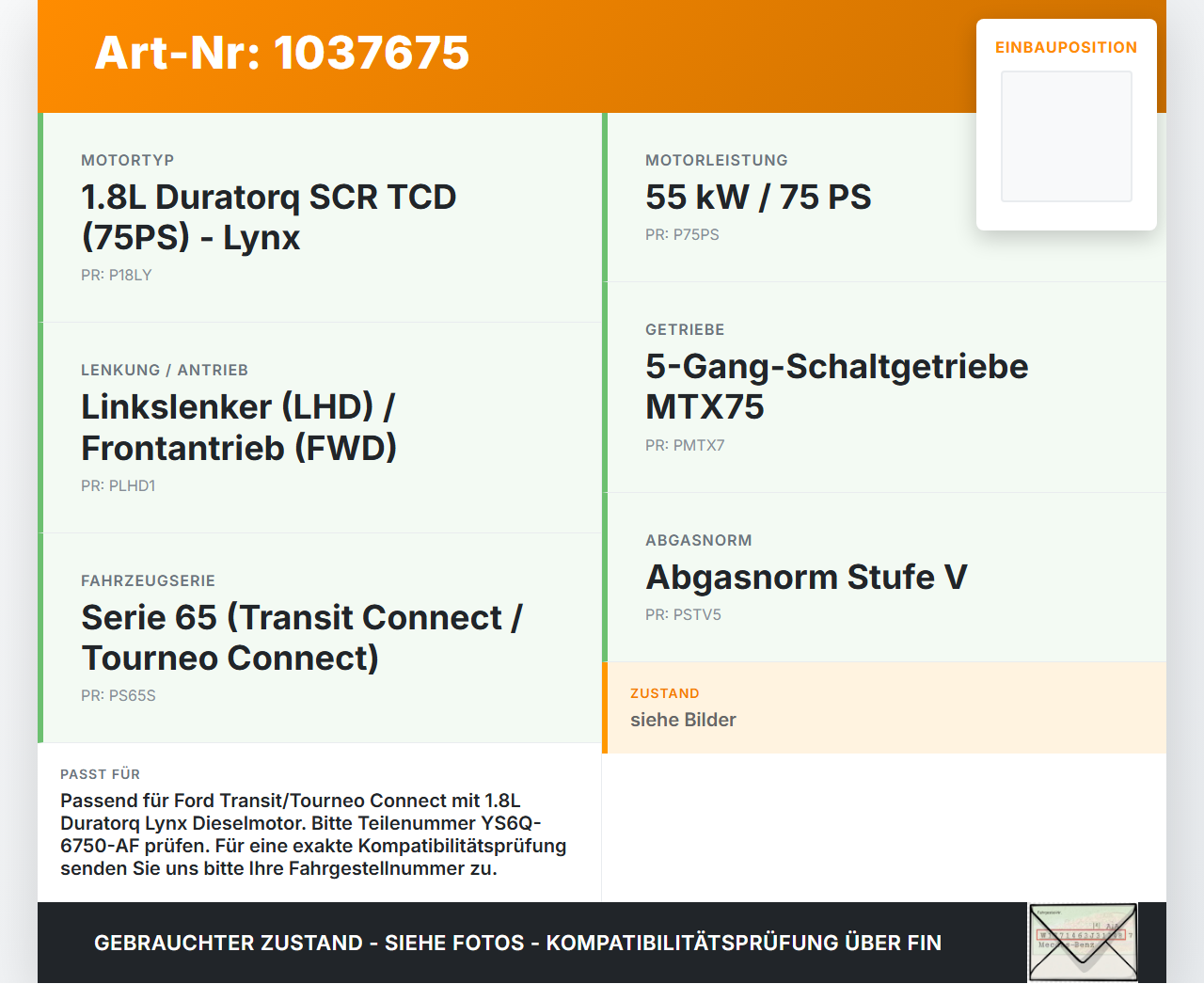 Ford Tourneo Connect 09-13 2,0d 75KW P7PBa Ölmessstab Öl Stab Ford Tourneo Connect 09-13 26.09.2012 YS6Q-6750-AF... Vorschau 3