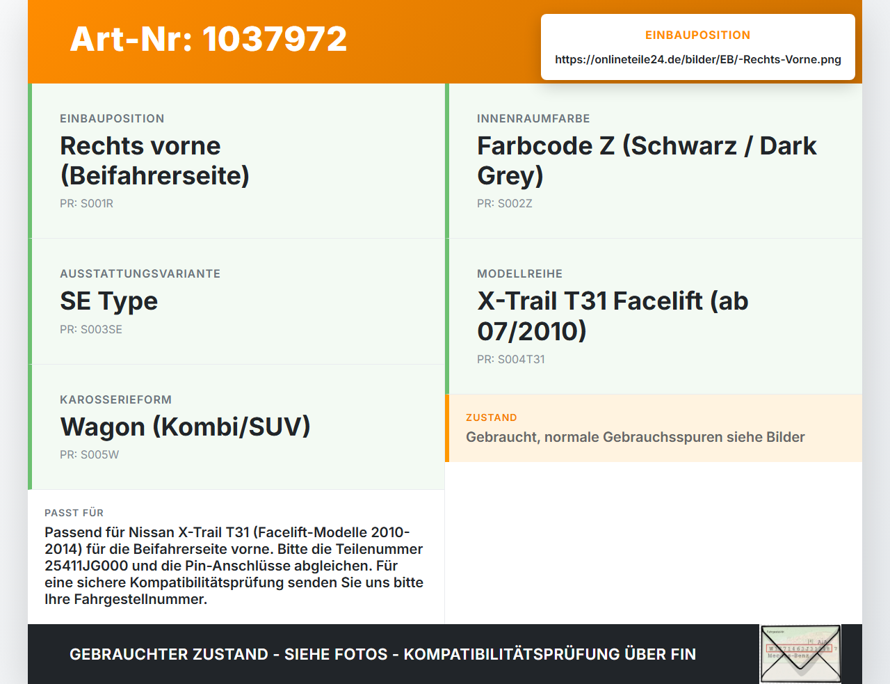 Nissan X-Trail T31 10-14 Fensterheberschalter Schalter Rechts Vorne Nissan X-Trail T31 10-14 21.09.2011 25411JG000... Vorschau 3