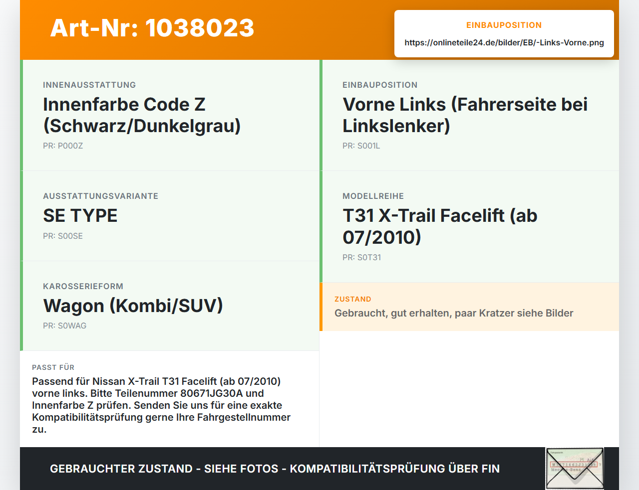 Nissan X-Trail T31 10-14 Türgriff Griff Griffmuschel Innen Links Vorne Nissan X-Trail T31 10-14 21.09.2011... Vorschau 3
