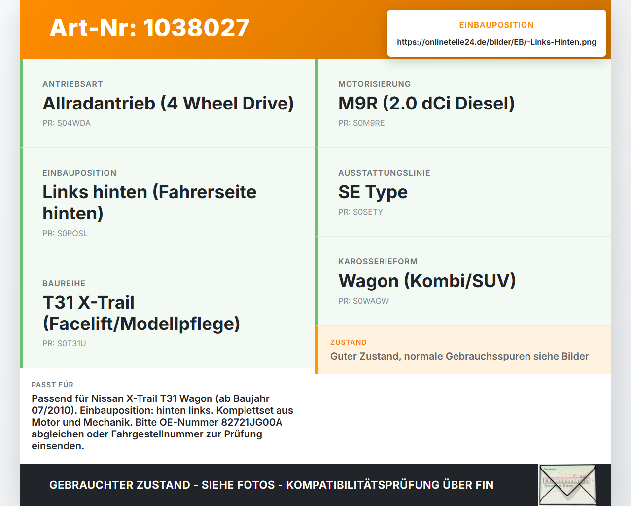 Nissan X-Trail T31 10-14 Fensterhebermotor mit Fensterheber Links Hinten Nissan X-Trail T31 10-14 21.09.2011... Vorschau 3