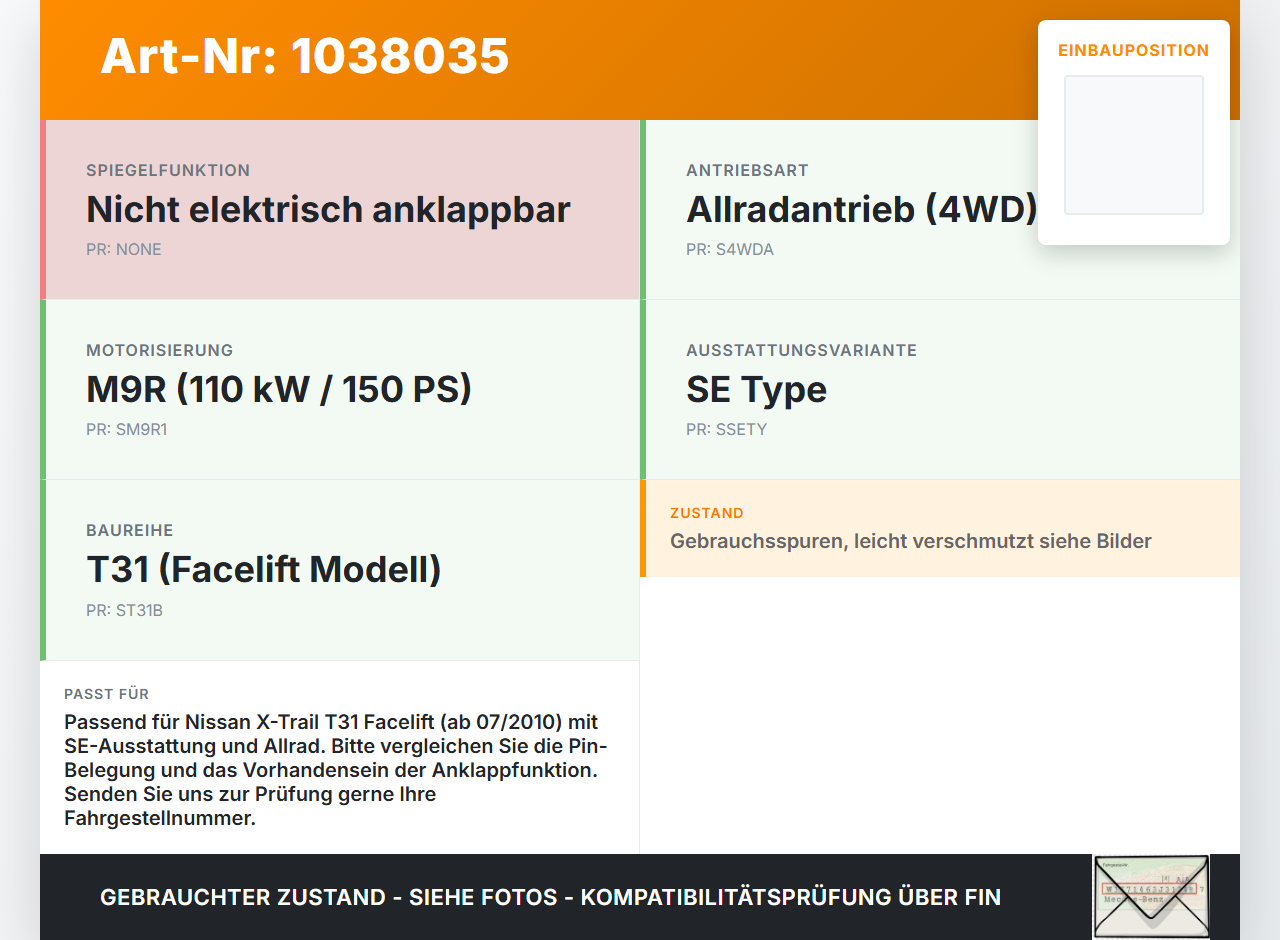 Nissan X-Trail T31 10-14 Spiegelverstellung Aussenspiegel Schalter Nissan X-Trail T31 10-14 21.09.2011 25570JG20A... Vorschau 3