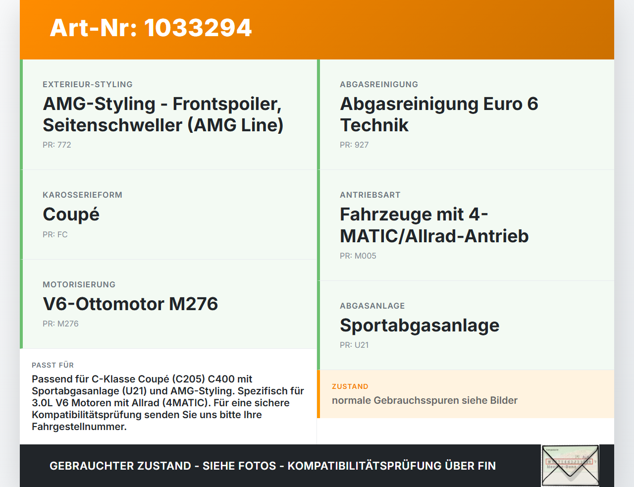 Mercedes C205 C400 15-18 3,0 245KW Endtopf Nachschalldämpfer Auspuff Mercedes C205 C400 15-18 04.05.2017... Vorschau 3