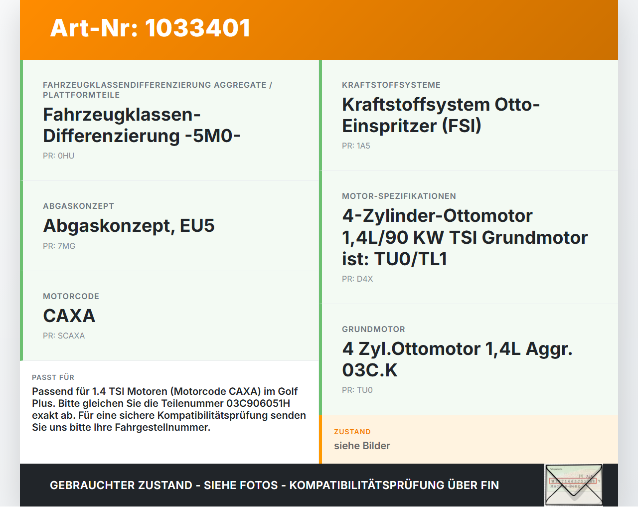VW Golf Plus 5M 08-14 TSI 1,4 90KW Railsensor Drucksensor VW Golf Plus 5M 08-14 24.07.2009 03C906051H 55PP15-03... Vorschau 3