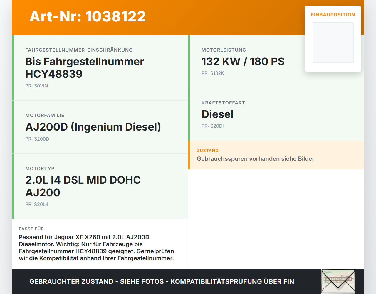 Jaguar XF X260 15-20 2,0d 132KW AJ200D Abdeckung für Motor Deckel Motorabdeckung Jaguar XF X260 15-20 20.06.2017... Vorschau 3