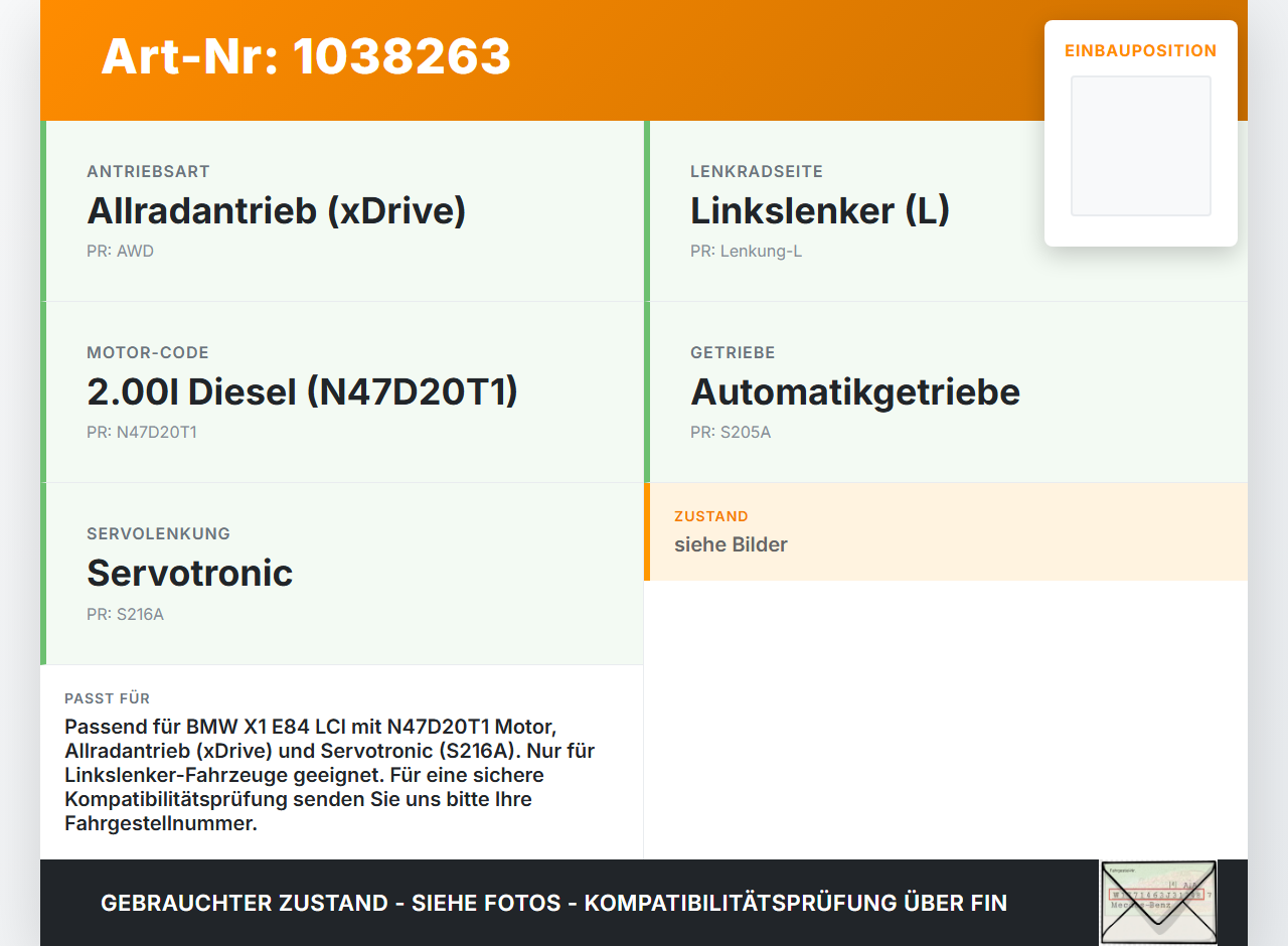 BMW X1 E84 LCI 12-15 Servo Behälter Servobehälter Servoleitung BMW X1 E84 LCI 12-15 29.10.2012 32416851218 6851218... Vorschau 3