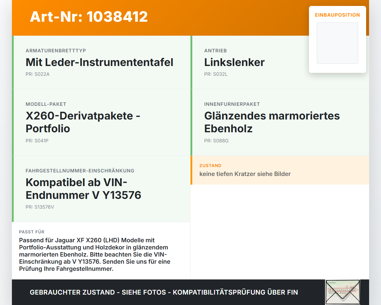 Jaguar XF X260 15-20 Holzdekor Leiste Holz Blende Rechts Hinten Jaguar XF X260 15-20 20.06.2017 T2H22689... Vorschau 3