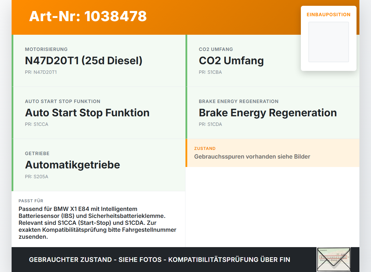 BMW X1 E84 LCI 12-15 Batteriekabel Sicherheitsbatterieklemme IBS Spannungsüberwachung BMW X1 E84 LCI 12-15... Vorschau 3