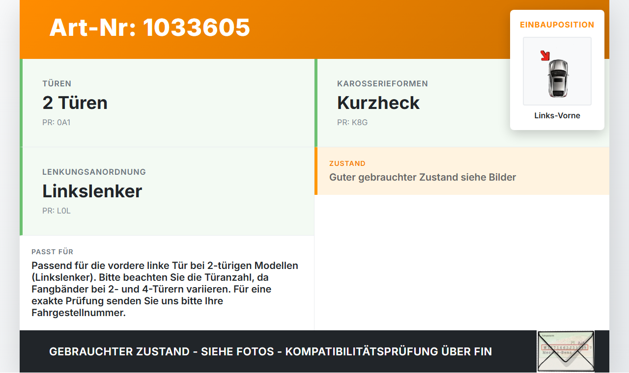 VW UP AA 15-23 Türfangband Türbremse Türanschlag Links Vorne VW UP AA 15-23 15.08.2014 1S0837249 gebraucht Vorschau 3