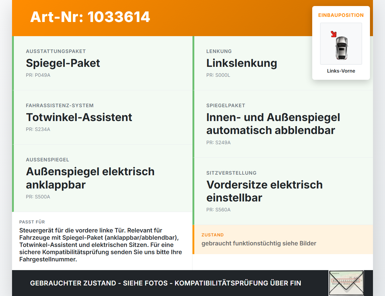 Mercedes W251 R350 10-13 Steuergerät ECU Modul SG Türsteuergerät Links Vorne Mercedes W251 R350 10-13 29.03.2011... Vorschau 3