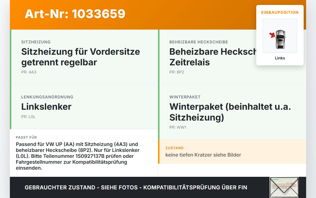 VW UP AA 15-23 Schalter Regler für Sitzheizung Heckscheibenheizung Links VW UP AA 15-23 15.08.2014 1S0927137B... Vorschau 3