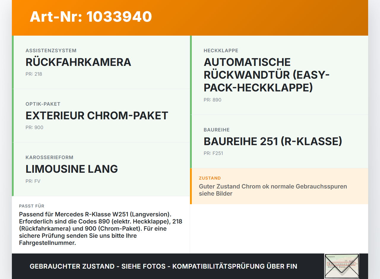Mercedes W251 R350 10-13  Lang Blende Griffleiste Heckklappe Chrom mit Taster Mercedes W251 R350 10-13 29.03.2011... Vorschau 3