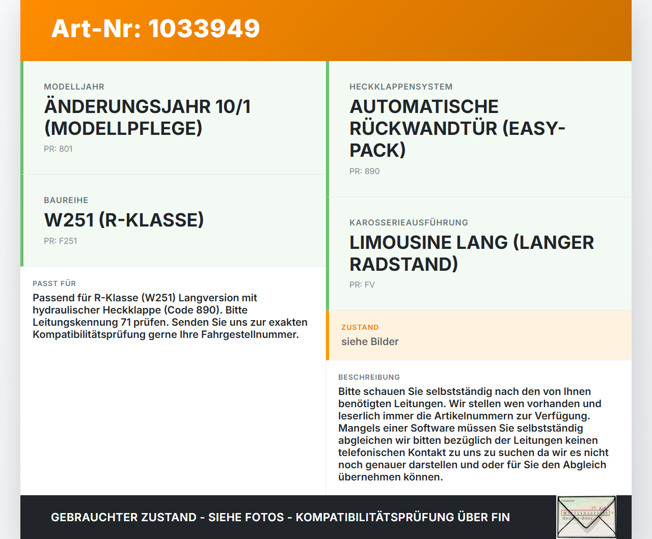 Mercedes W251 R350 10-13  Lang Hydraulik Schlauch Leitung 71 für Heckklappe Mercedes W251 R350 10-13 29.03.2011... Vorschau 3