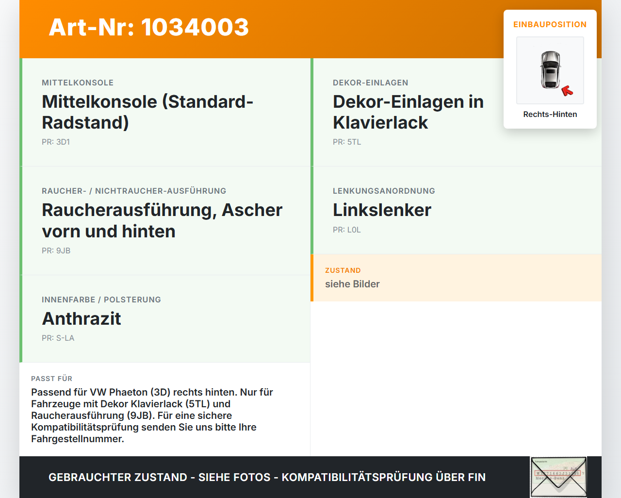 VW Phaeton 3D 10-16 Aschenbecher Ascher ohne Zigarettenanzünder Rechts Hinten VW Phaeton 3D 10-16 15.12.2011... Vorschau 3