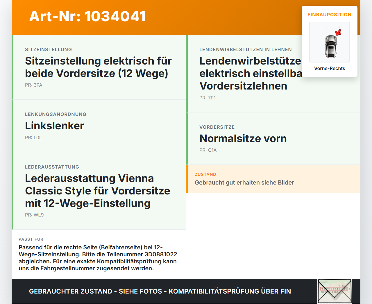 VW Phaeton 3D 10-16 Stellmotor Sitzverstellung Vorne Rechts VW Phaeton 3D 10-16 15.12.2011 3D0881022 1151143244... Vorschau 3