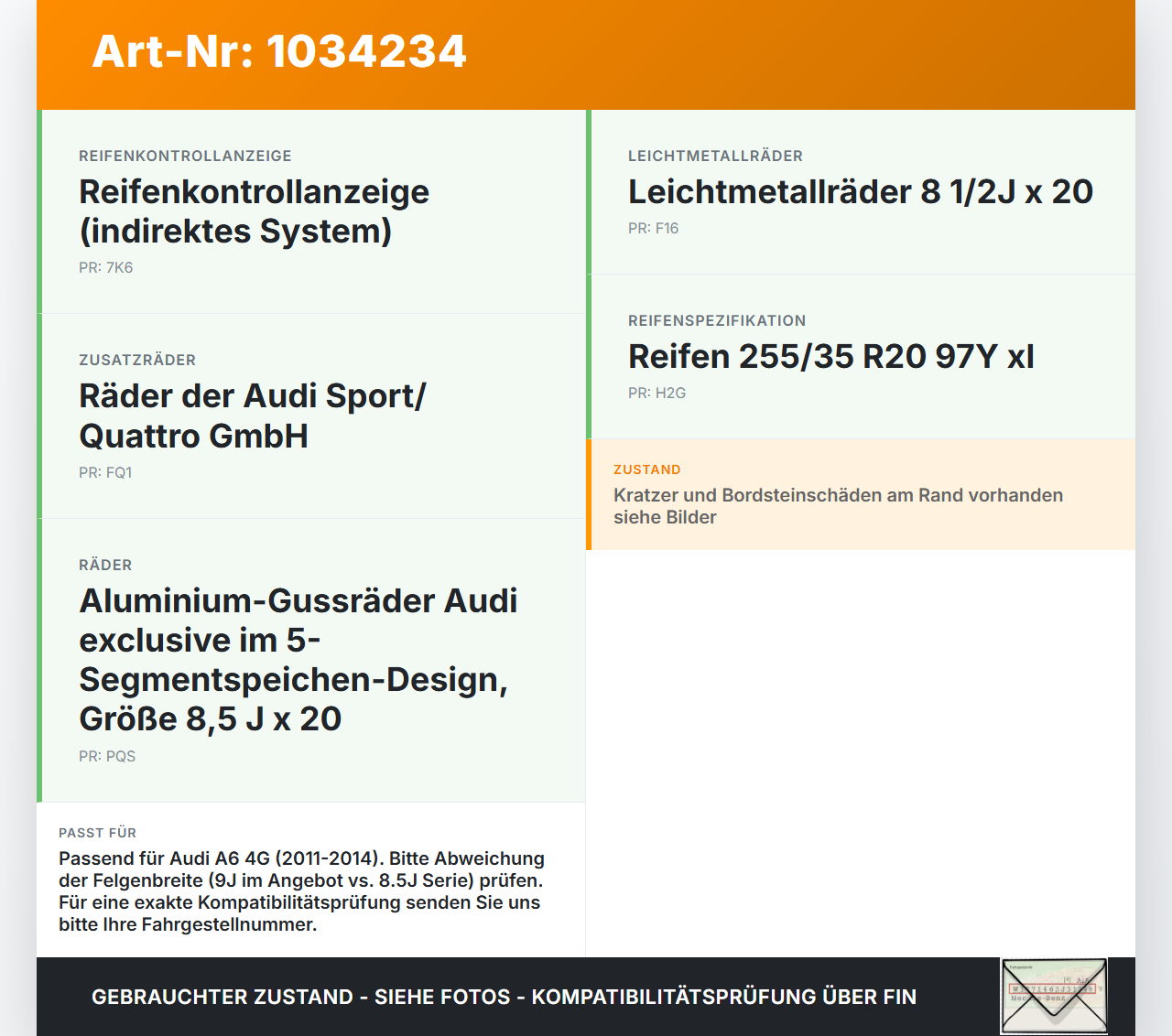 Audi A6 4G 11-14 4x Felgen Alufelgen 5X112 9X20Zoll ET35 Audi A6 4G 11-14 02.07.2013 gebraucht Vorschau 3