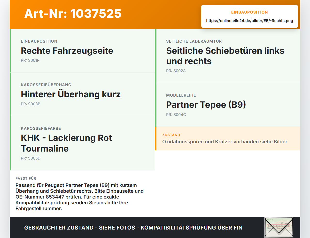Peugeot Partner Tepee 08-12 Laufschiene Führungsschiene für Schiebetür Rechts Peugeot Partner Tepee 08-12... Vorschau 3