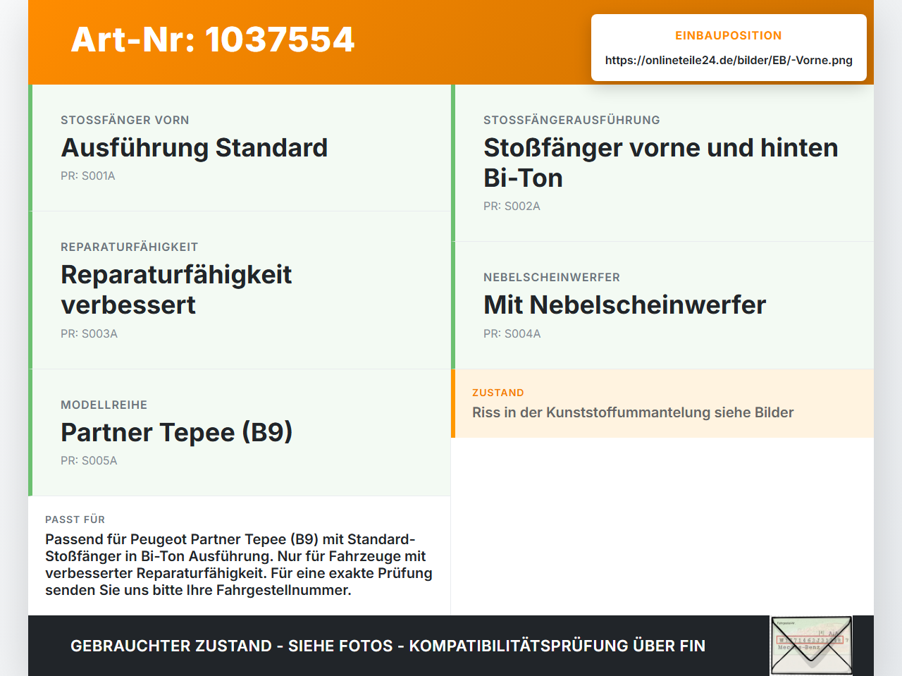 Peugeot Partner Tepee 08-12 Stoßstangenträger Stoßfängerträger Träger Querträger Vorne Peugeot Partner Tepee 08-12... Vorschau 3
