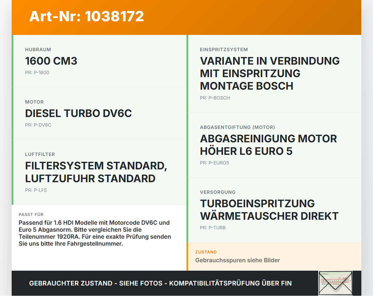 Peugeot Partner Tepee 08-12 HDI 1,6 82KW Luftmassenmesser Peugeot Partner Tepee 08-12 07.06.2011 1920RA AFH50-24... Vorschau 3