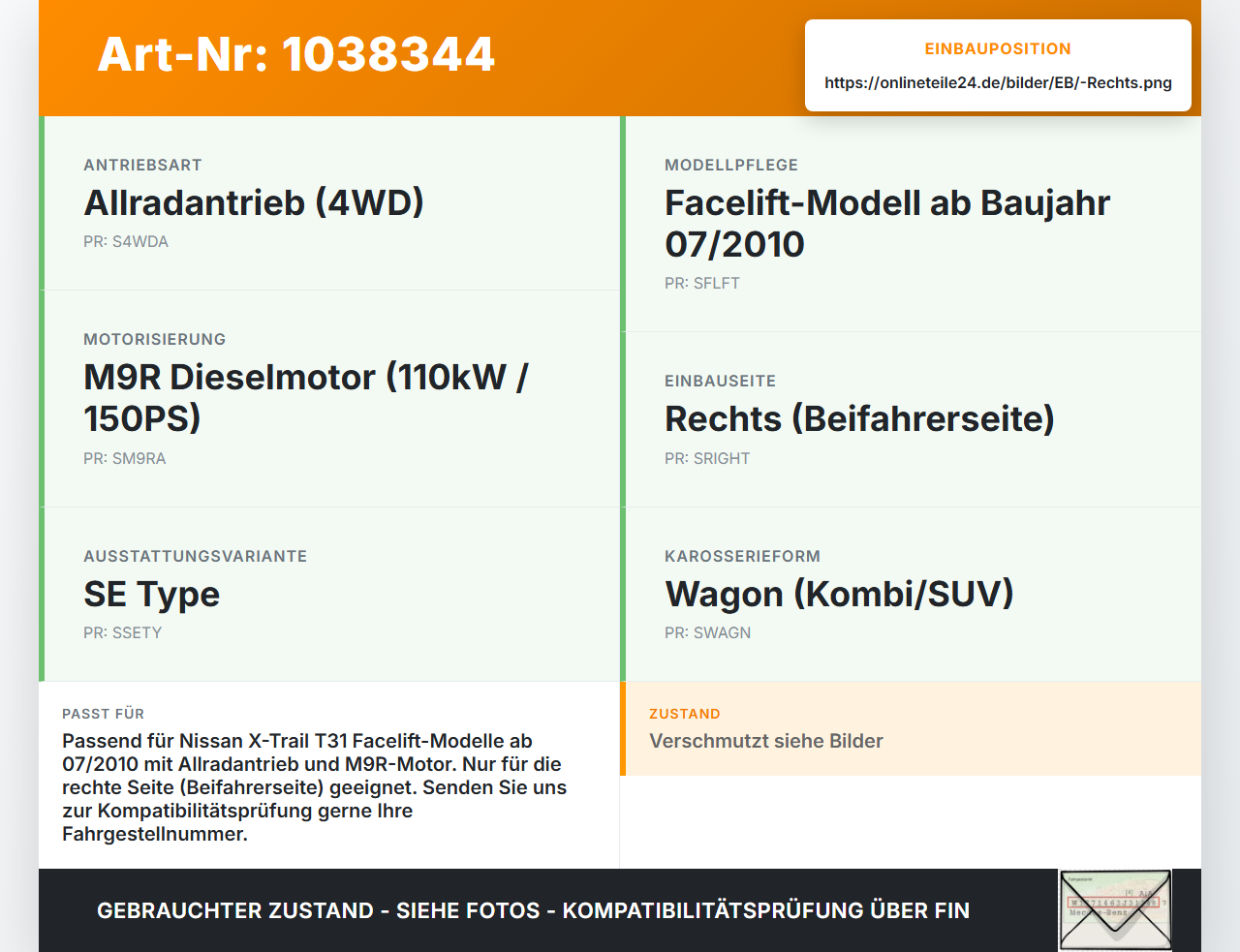 Nissan X-Trail T31 10-14 Fronthalter Träger Verbinder Rechts Nissan X-Trail T31 10-14 21.09.2011 738A08H300 gebraucht Vorschau 3