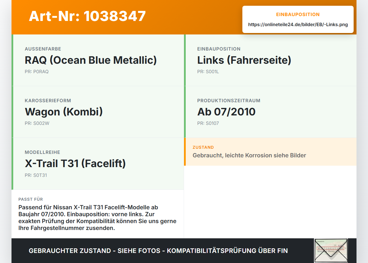 Nissan X-Trail T31 10-14 Scharnier Motorhaube Motorhaubenscharnier Links Nissan X-Trail T31 10-14 21.09.2011... Vorschau 3