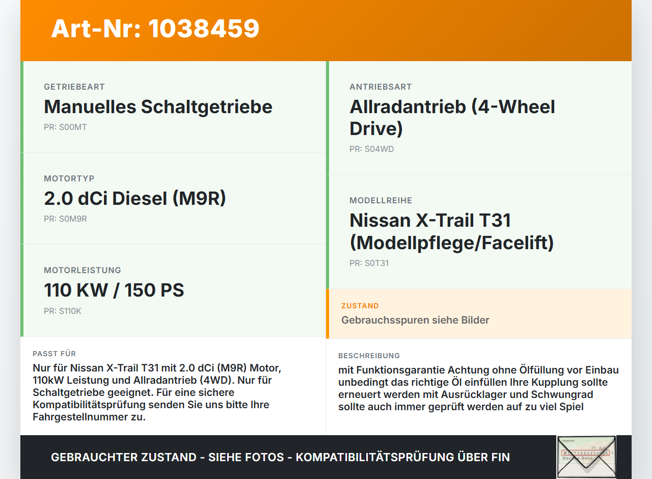 Nissan X-Trail T31 10-14 dCi 2,0 110KW 4WD 320103UB6B Schaltgetriebe Getriebe Nissan X-Trail T31 10-14 21.09.2011... Vorschau 3
