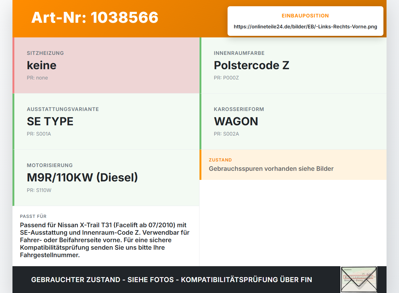 Nissan X-Trail T31 10-14 Kopfstütze für Fahrer Sitz Rechts oder Links Vorne Nissan X-Trail T31 10-14 21.09.2011... Vorschau 3