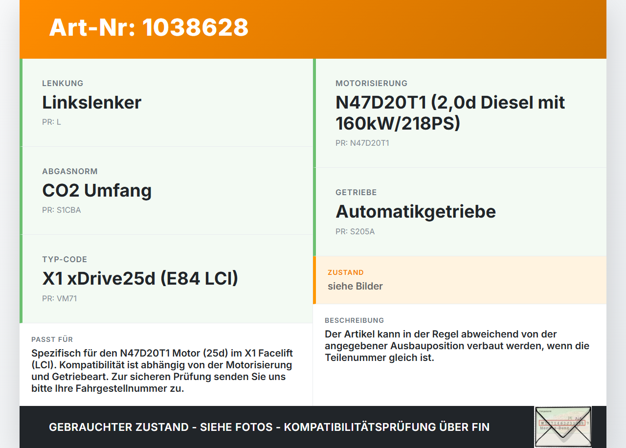 BMW X1 E84 LCI 12-15 2,0d 160KW Ansaugrohr Ladeluftschlauch Luftschlauch Pos.1 BMW X1 E84 LCI 12-15 29.10.2012... Vorschau 3