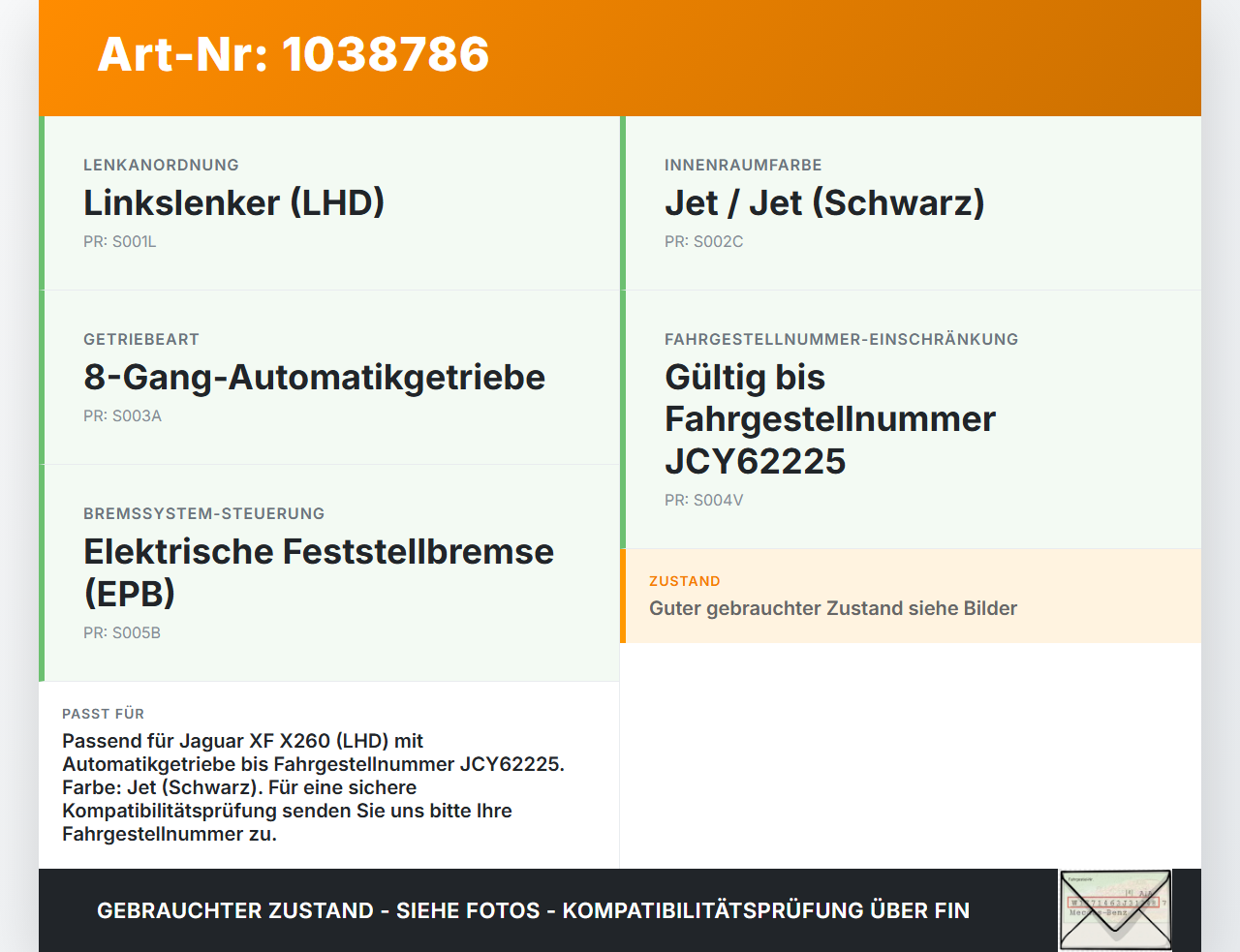 Jaguar XF X260 15-20 Schalter Taster Parktaste für Elektr. Feststellbremse Jaguar XF X260 15-20 20.06.2017 T4N1385... Vorschau 3