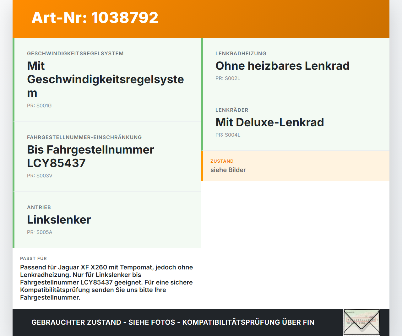 Jaguar XF X260 15-20 Schalter Tempomat Jaguar XF X260 15-20 20.06.2017 T2R16456 GX73-14E132-AA M058710-1590 gebraucht Vorschau 3