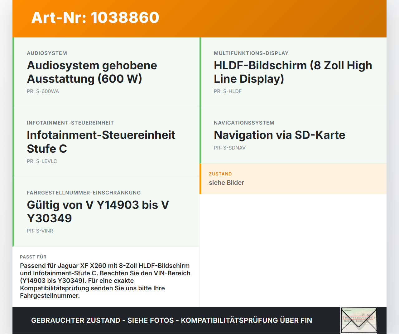 Jaguar XF X260 15-20 Bildschirm Display Monitor 8 Zoll SV Jaguar XF X260 15-20 20.06.2017 T2R23588 FK72-19C299-AB... Vorschau 3