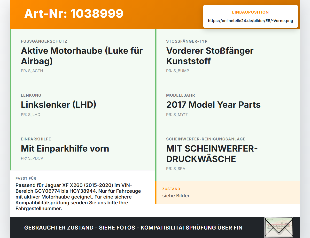 Jaguar XF X260 15-20 Stoßstangenträger Stoßfängerträger Querträger Vorne Jaguar XF X260 15-20 20.06.2017 T2H19105... Vorschau 3