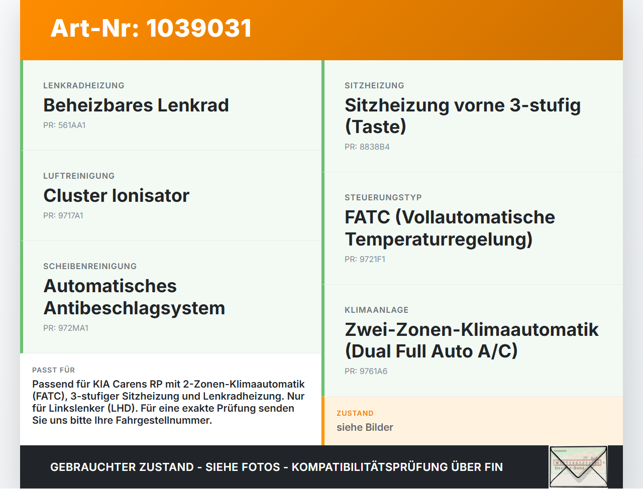 KIA Carens RP IV 13-19 Klimabedienteil Klimaautomatik Sitzheizung KIA Carens RP IV 13-19 29.08.2014 97250A4200CA... Vorschau 3