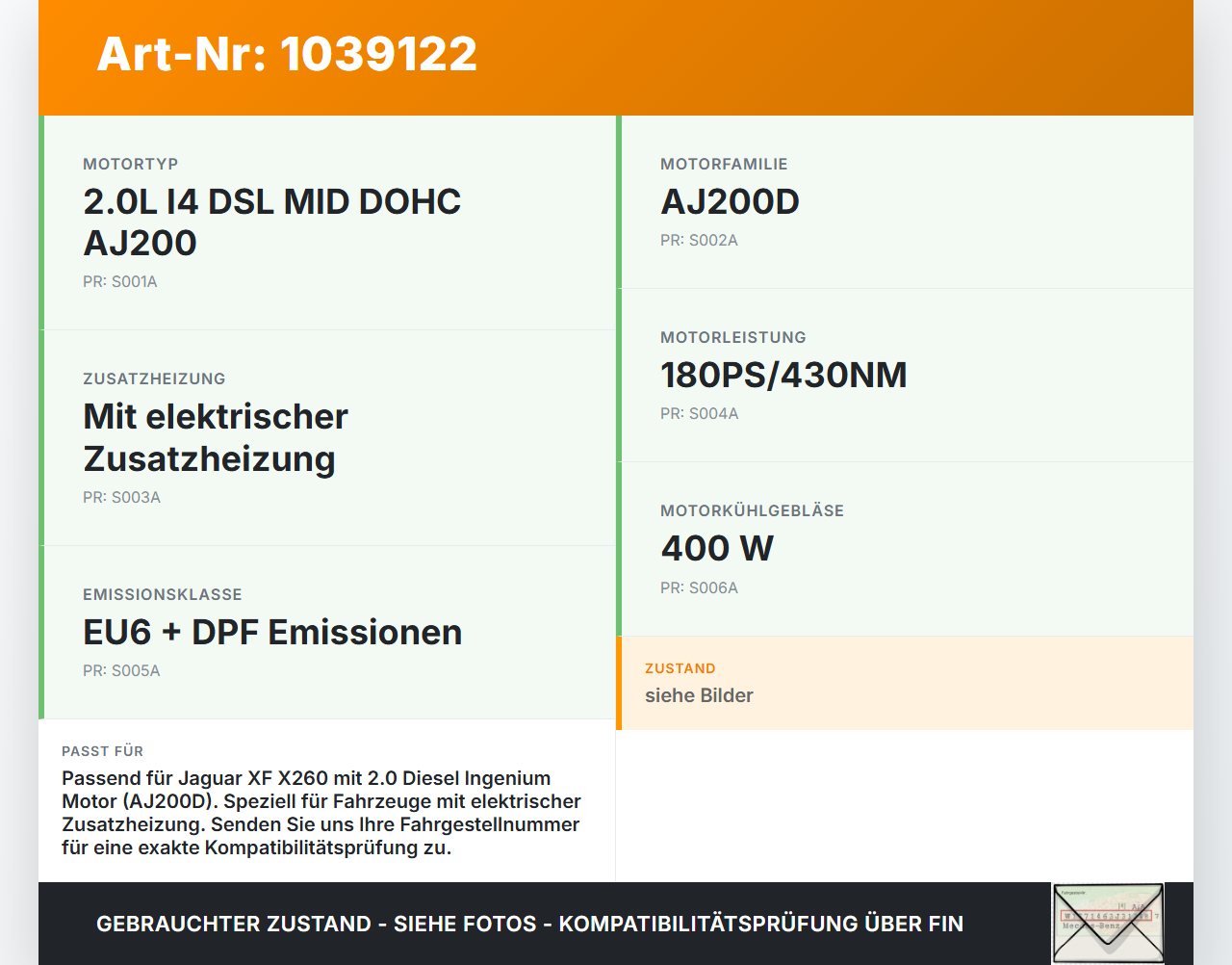 Jaguar XF X260 15-20 2,0d 132KW Zusatzwasserpumpe Umwälzpumpe Elektrisch Jaguar XF X260 15-20 20.06.2017 T2H2556... Vorschau 3