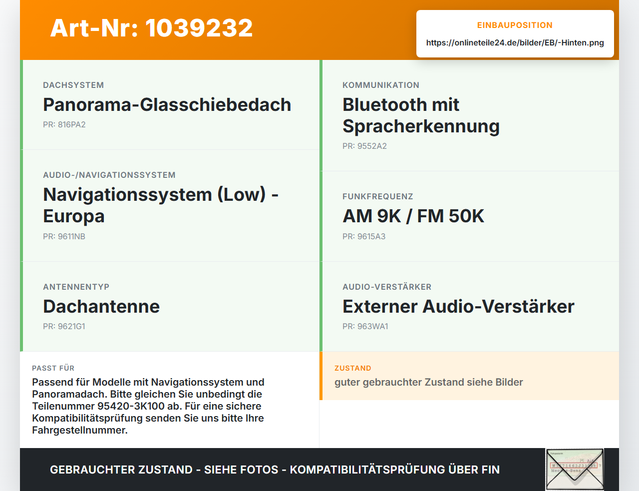 KIA Carens RP IV 13-19 Antennenverstärker Hinten KIA Carens RP IV 13-19 29.08.2014 954203K100 95420-3K100 5WY2A62B... Vorschau 3