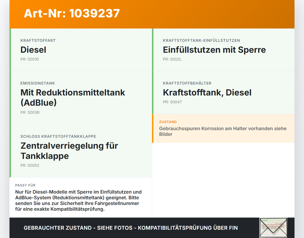 Jaguar XF X260 15-20 2,0d 132KW Tankstutzen für Kraftstoff- Tank Jaguar XF X260 15-20 20.06.2017 JDE38210 TP304... Vorschau 3
