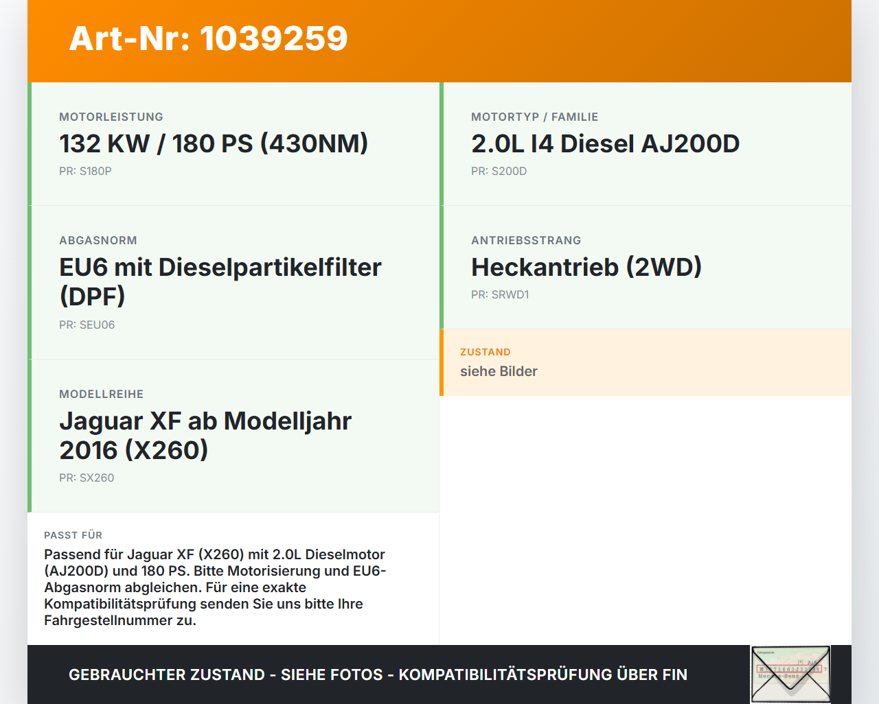 Jaguar XF X260 15-20 2,0d 132KW Magnetventil Druckwandler Jaguar XF X260 15-20 20.06.2017 AJ813393 7.04356.00... Vorschau 3