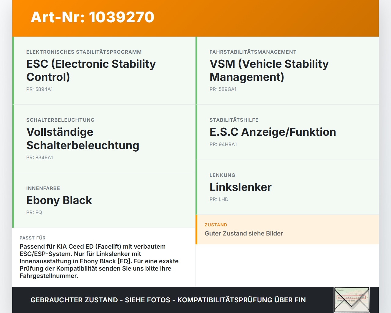 KIA Ceed ED 09-13 Schalter ESP Off KIA Ceed ED 09-13 31.10.2011 933301H050EQ 621W05010 gebraucht Vorschau 3