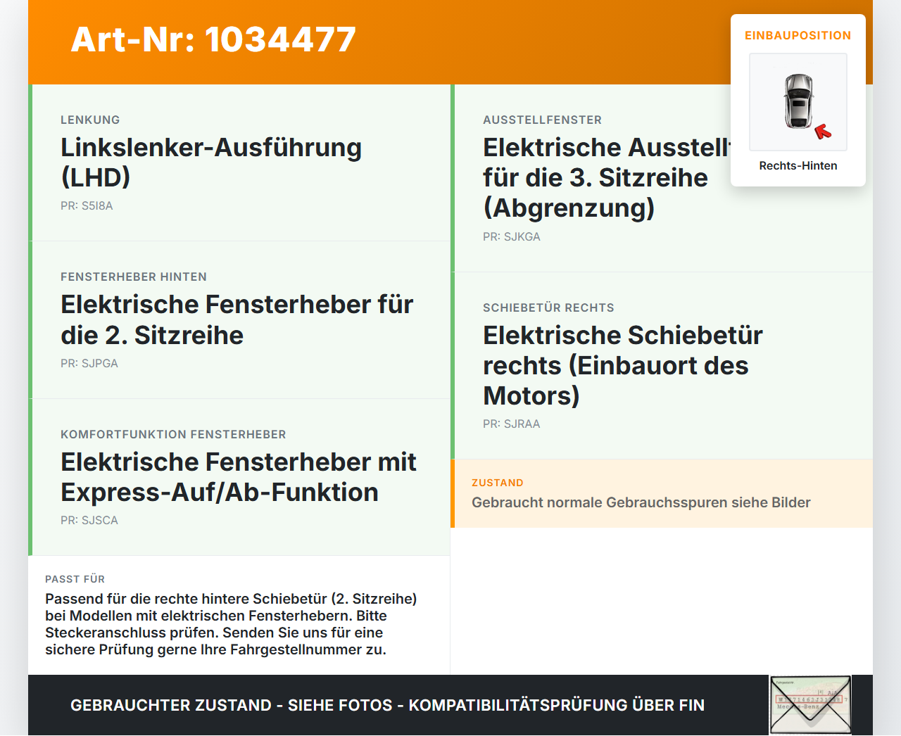 Chrysler Grand Voyager V 08-10 Fensterhebermotor Rechts Hinten Chrysler Grand Voyager V 08-10 01.01.2008 0130822334... Vorschau 3