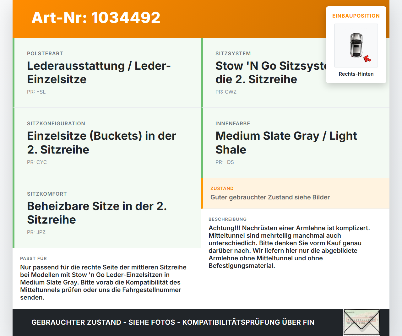 Chrysler Grand Voyager V 08-10 Armlehne Mittelarmlehne Auflage für Sitz Rechts Hinten mittlere Reihe Chrysler Grand... Vorschau 3