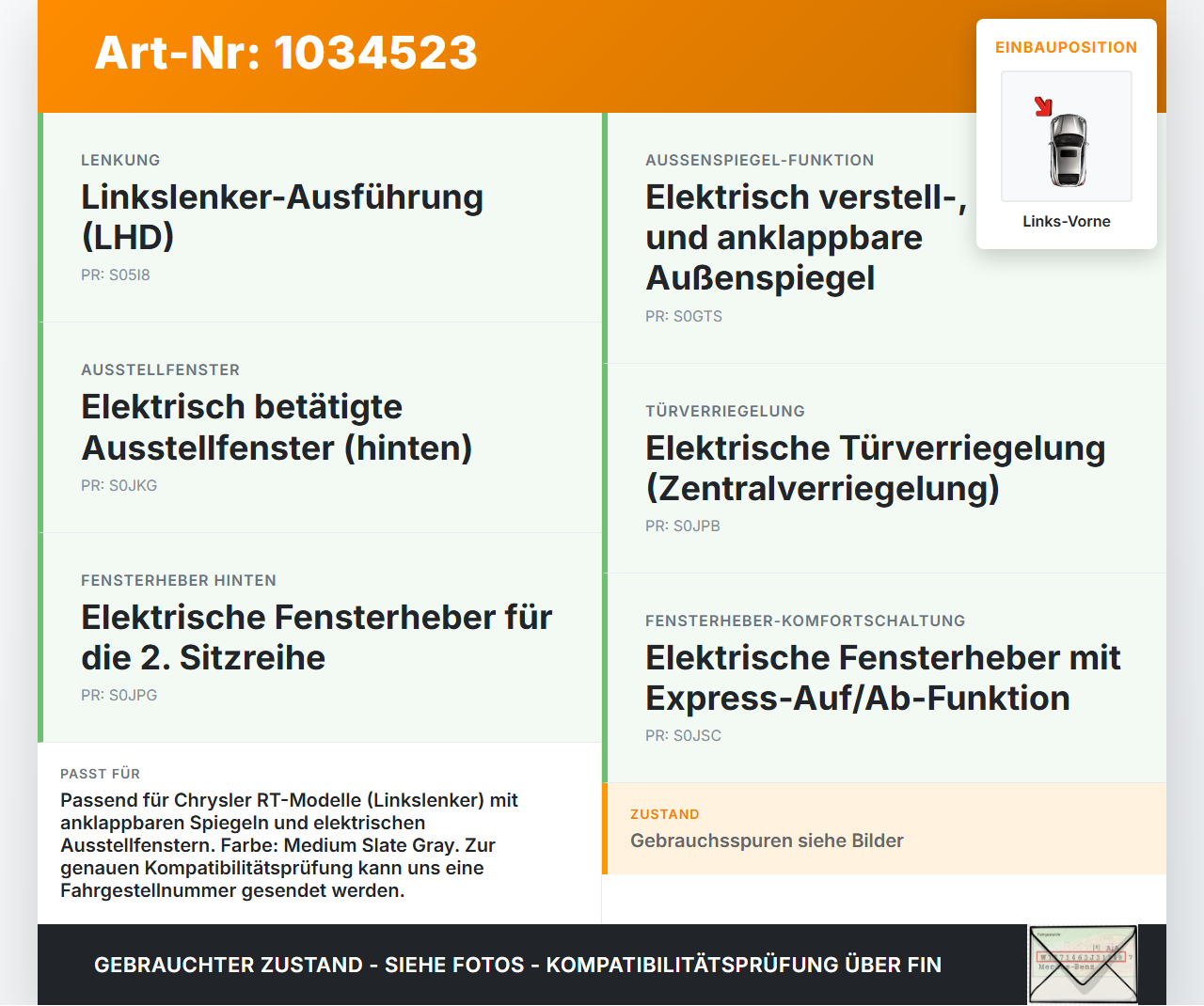Chrysler Grand Voyager V 08-10 Fensterheberschalter Schalter Links Vorne Chrysler Grand Voyager V 08-10 01.01.2008... Vorschau 3