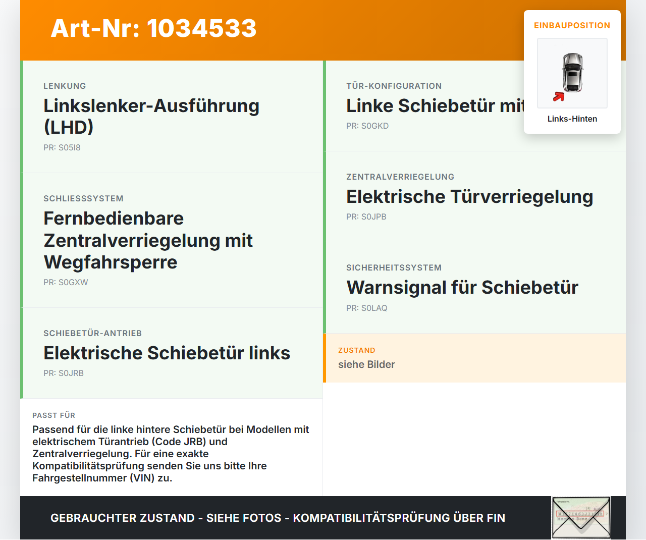 Chrysler Grand Voyager V 08-10 Türschloss m. ZV Stellmotor für Schiebetür Links Hinten Chrysler Grand Voyager V... Vorschau 3