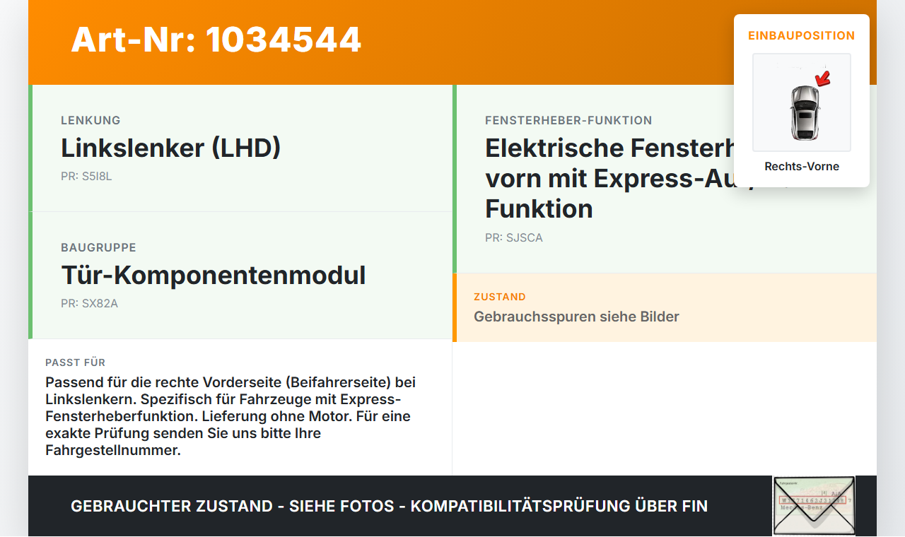 Chrysler Grand Voyager V 08-10 Fensterheber o. FH-Motor Rechts Vorne Chrysler Grand Voyager V 08-10 01.01.2008... Vorschau 3