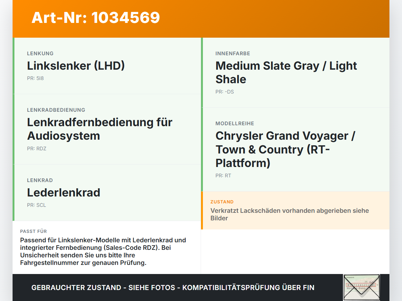 Chrysler Grand Voyager V 08-10 Blende für Lenkrad Speiche Abdeckung Silber Chrysler Grand Voyager V 08-10... Vorschau 3