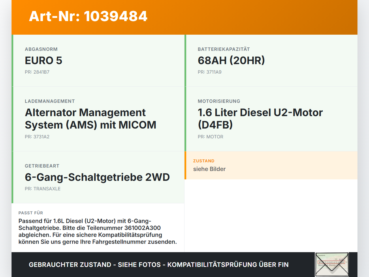 KIA Ceed ED 09-13 1,6 66KW Anlasser Starter KIA Ceed ED 09-13 31.10.2011 361002A300 STX201042 gebraucht Vorschau 3