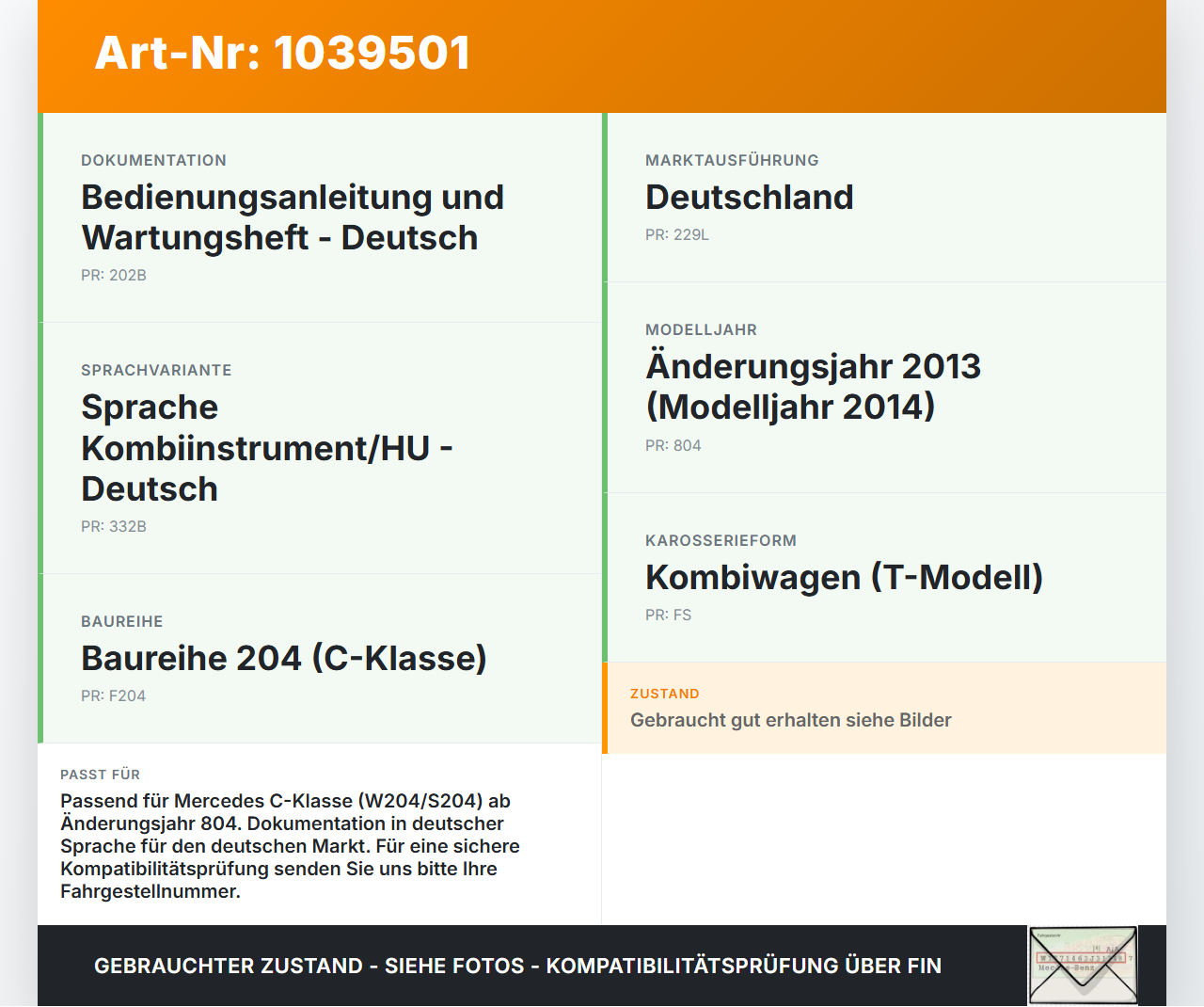 Mercedes W204 S204 C250 07-14 Serviceheft Betriebsanleitung Anleitung Bordmappe Mercedes W204 S204 C250 07-14... Vorschau 3
