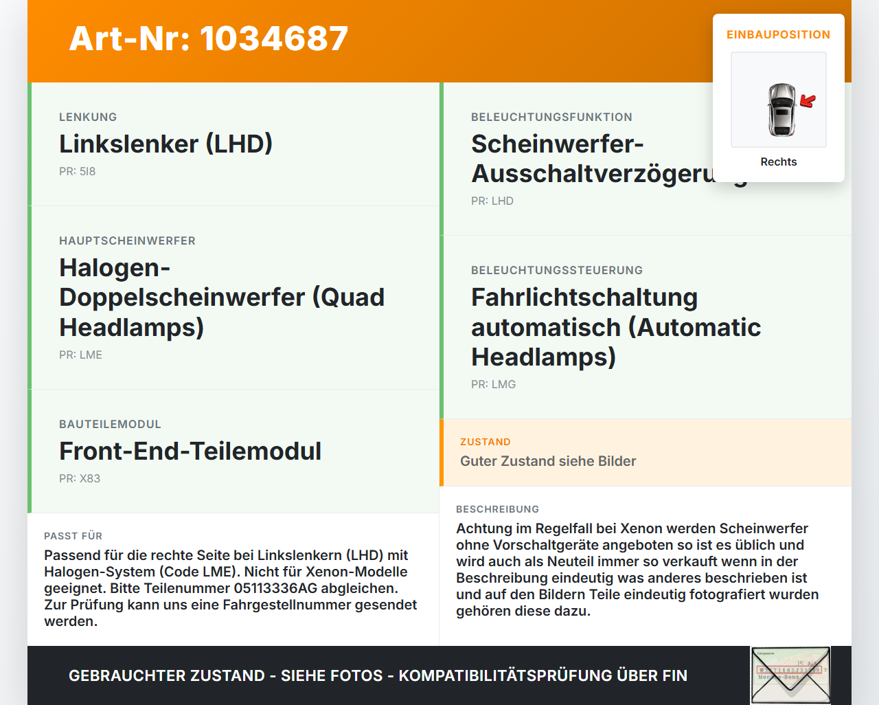 Chrysler Grand Voyager V 08-10 Scheinwerfer Frontscheinwerfer Rechts orig. Chrysler Grand Voyager V 08-10... Vorschau 3