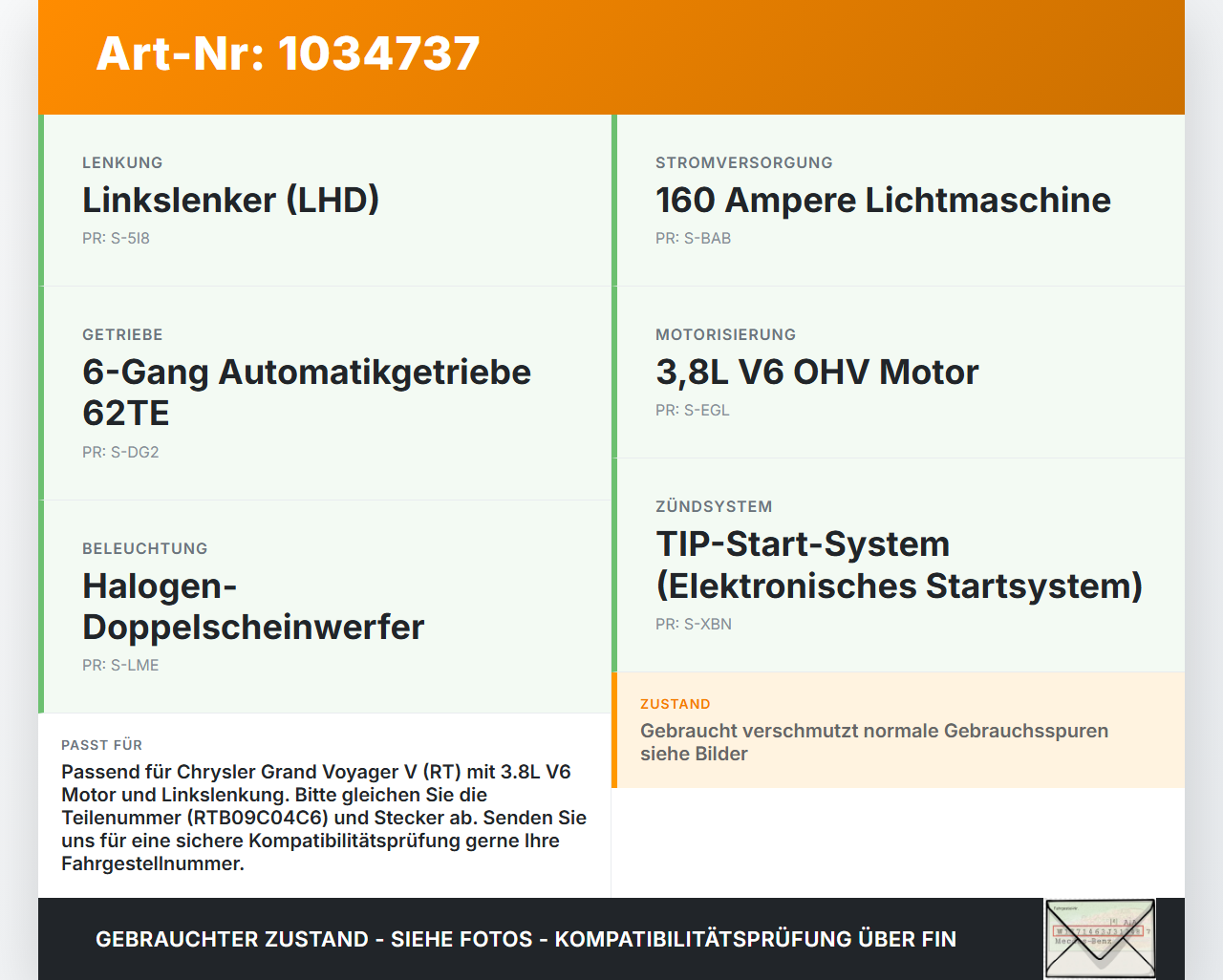 Chrysler Grand Voyager V 08-10 3,8 142KW Sicherungskasten Zentralelektrik TIPM Relais Chrysler Grand Voyager V... Vorschau 3